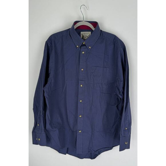 Peter Christian Navy Blue Soft Organic Cotton Twill Button Up Shirt Mens XL New - Picture 2 of 7